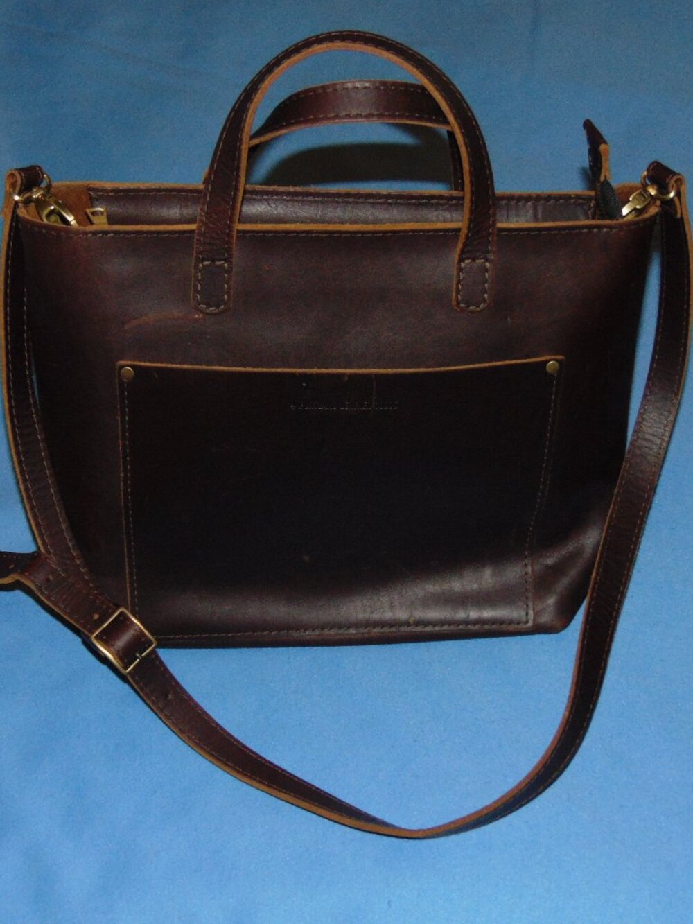 PORTLAND LEATHER GOODS BROWN LEATHER CROSSBODY TOTE